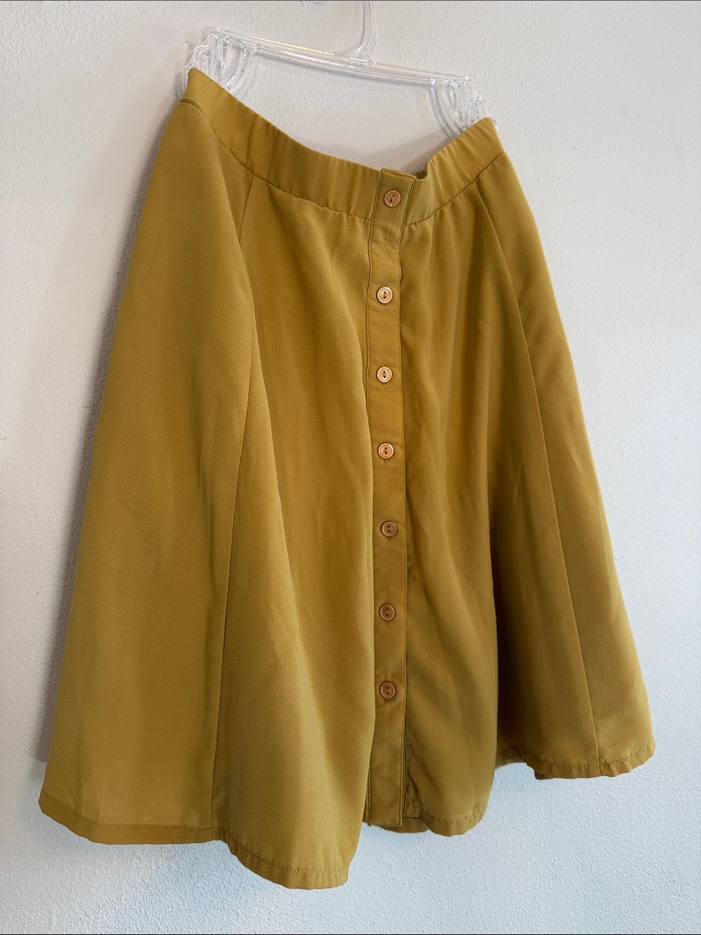 Comme Toi Mustard Button Front A-Line Midi Skirt Size M